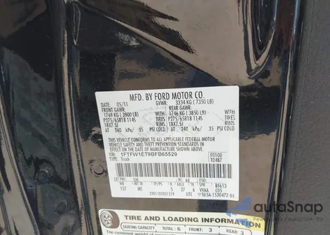 2011 Ford F-150 Xlt из США, поврежденный, VIN 1FTFW1ET9BFB65529